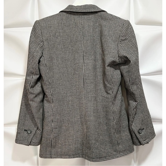 Vintage Saint Laurent 38 Women Sz 6 Black Houndstooth Wool Jacket Skirt Suit Set - Picture 5 of 16